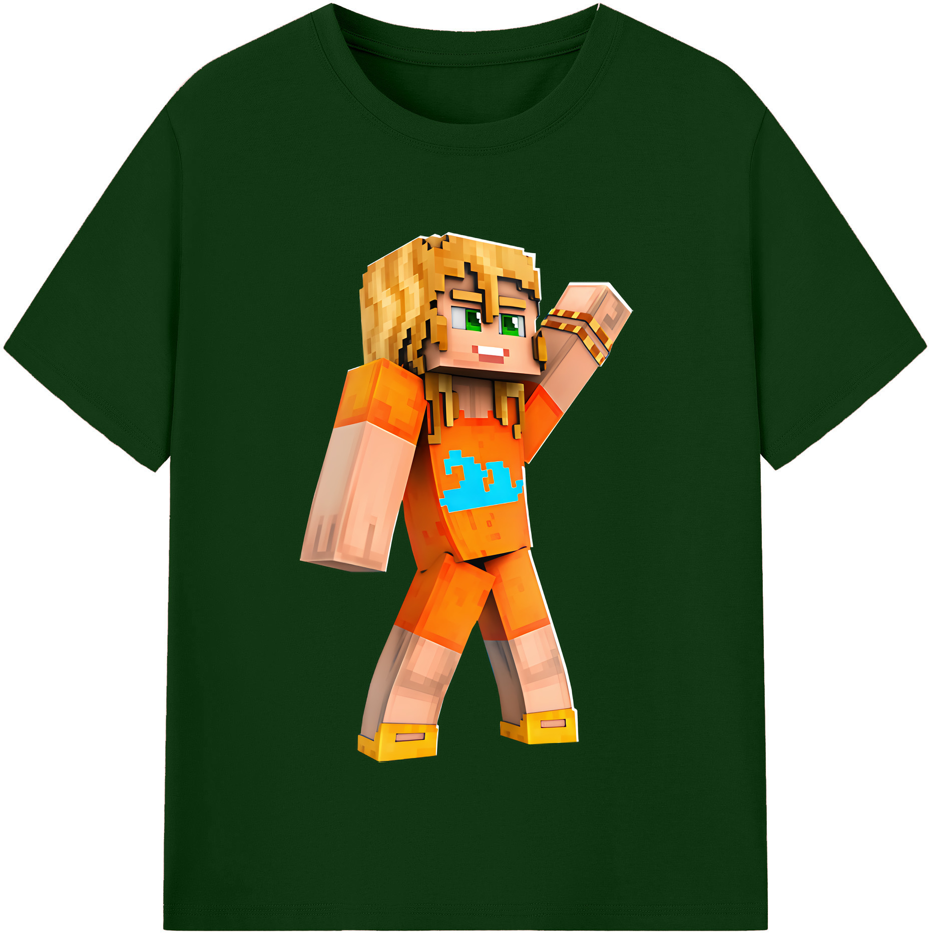 （画像用） マインクラフト ブロックの世界 Minecraft MC Block world 綿100％半袖Tシャツ（フロントプリント）